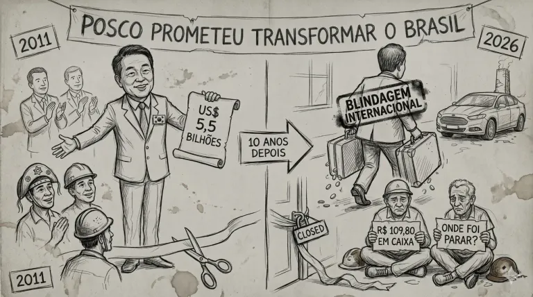 Caricatura: La empresa coreana que prometía transformar Brasil aparece con R$ 100 en la cuenta tras anunciar la quiebra