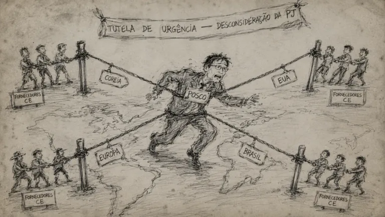 Caricatura: Decisión judicial permite reclamar a la matriz coreana POSCO por el incumplimiento en Brasil